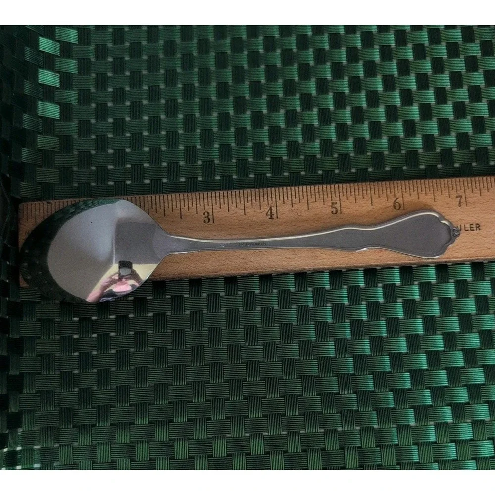 Oneida MORNING BLOSSOM Soup Spoons Set Lot of 2 Stainless Burnished Floral USA